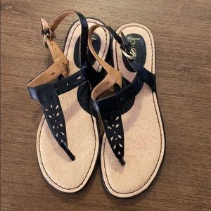 Black strap sandals. Size 8.